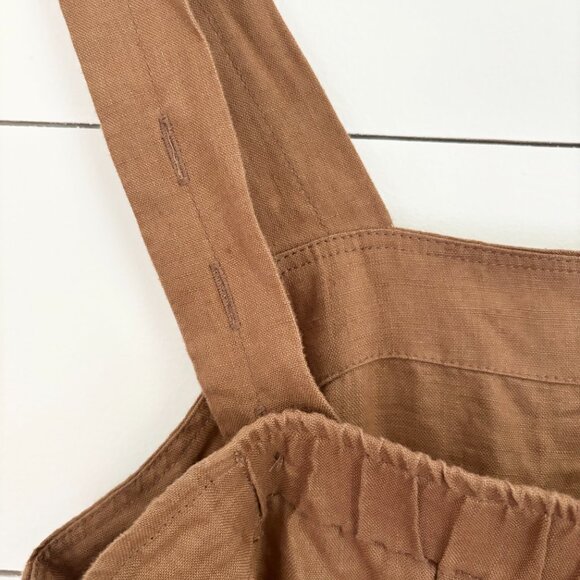 Quince camel brown 100% European linen jumpsuit - Picture 7 of 9